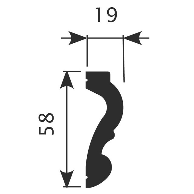 молдинг COSCA 58х19х2000мм белый, арт.СПБ067614/МХ024