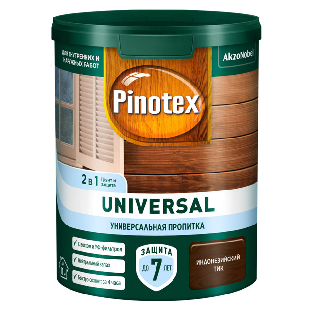 средство деревозащитное PINOTEX Universal 0,9л индонезийский тик, арт.5620702