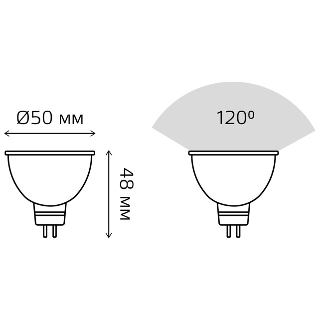 лампа светодиодная GAUSS Elementary GU5,3 5,5Вт LED 430Лм 3000К MR16 рефлектор