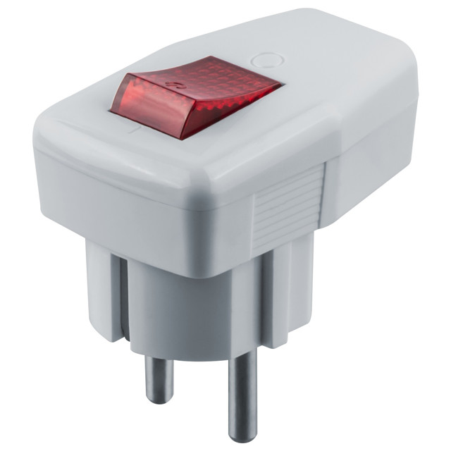 вилка угловая NAVIGATOR NCA-PL05 16A ESC-WH с/з с/выключателем белая