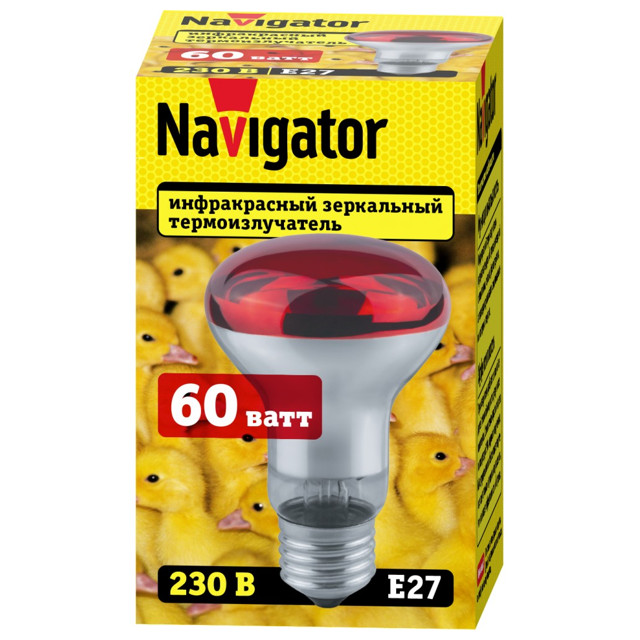 термоизлучатель NAVIGATOR E27 60Вт R63 красный свет