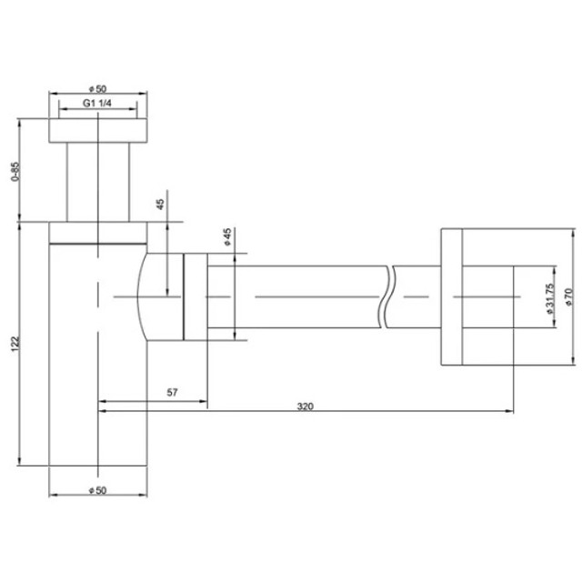 сифон для раковины LEDEME L81B 32мм чёрный