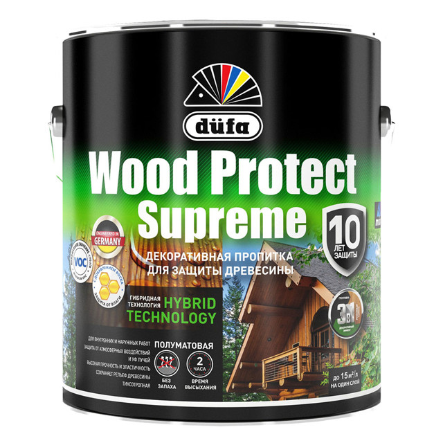 средство деревозащитное DUFA Wood Protect Supreme 2,5л белый, арт.МП00-008385