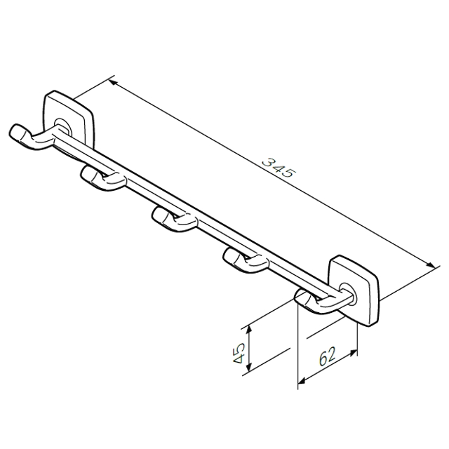 планка с 5-ю крючками AM.PM Gem, хром