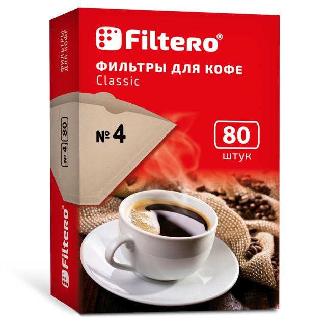 фильтры для кофе FILTERO 1х4/80 коричневые