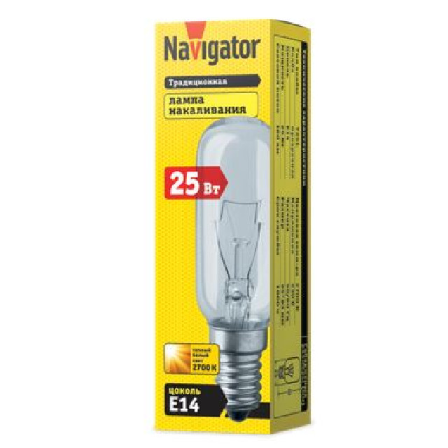 лампа накаливания NAVIGATOR 25Вт E14 160лм 2700K 230В трубка T25