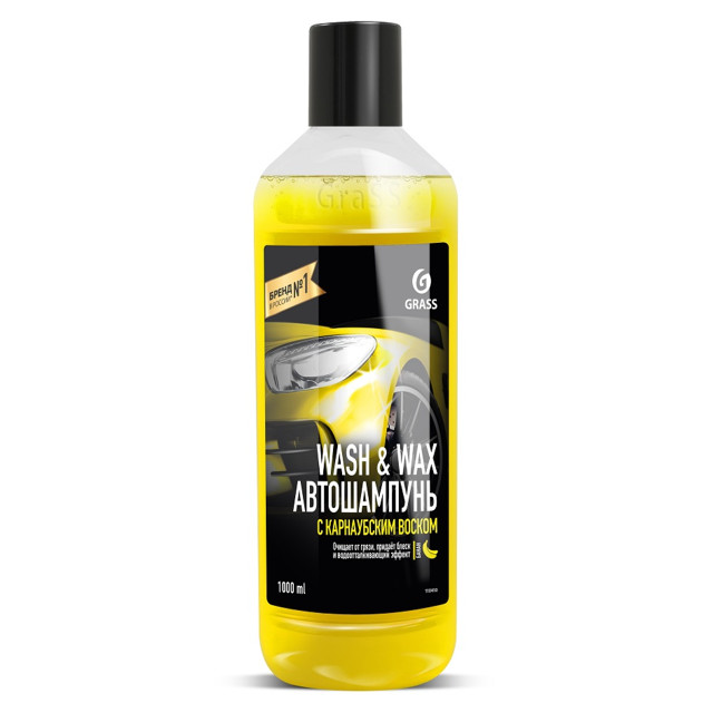 автошампунь GRASS Wash&Wax 1л с карнаубским воском