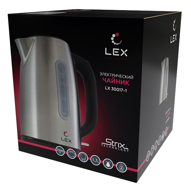 чайник LEX LX 30017-1 2200Вт 1,7л металл серебристый