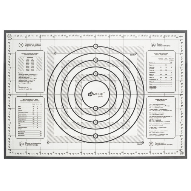 набор кулинарный APOLLO Genio Ganga 2 предм.: коврик 46х66см, нож для теста силикон, пластик