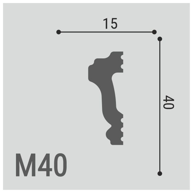 молдинг ДЕ-БАГЕТ М40 40х15х2000мм полимер(xps), арт. 00-00003279