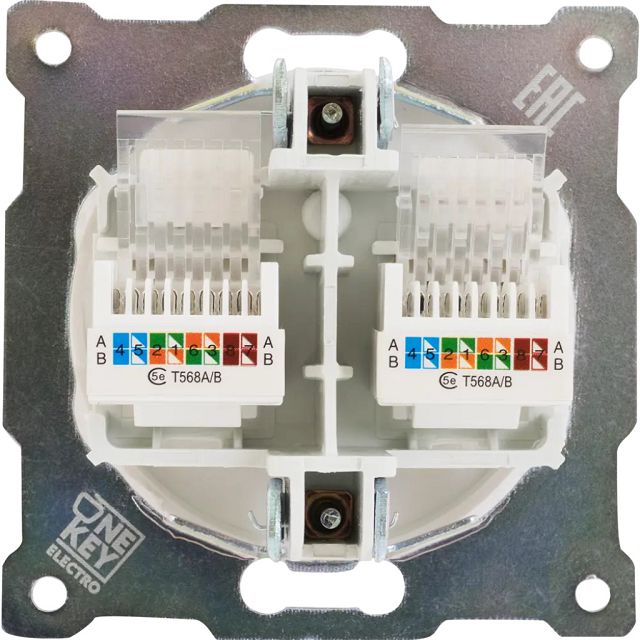 розетка 2 поста компьютерная RJ45 кат.5e ONEKEYELECTRO Florence чёрный