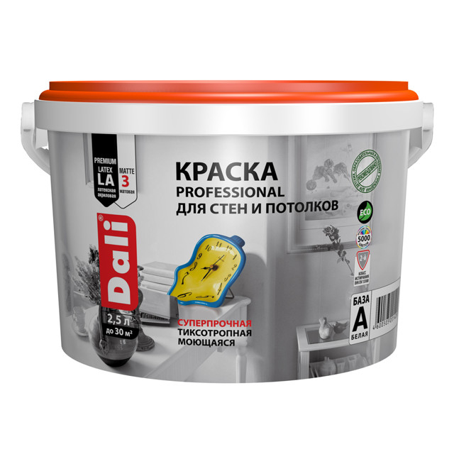 краска DALI Professional для стен и потолков белая акриловая, арт.20140