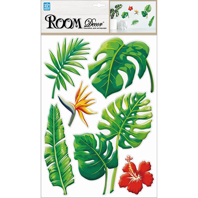 наклейка ROOMDECOR Тропическая флора 29х41см, арт.PLA 0111