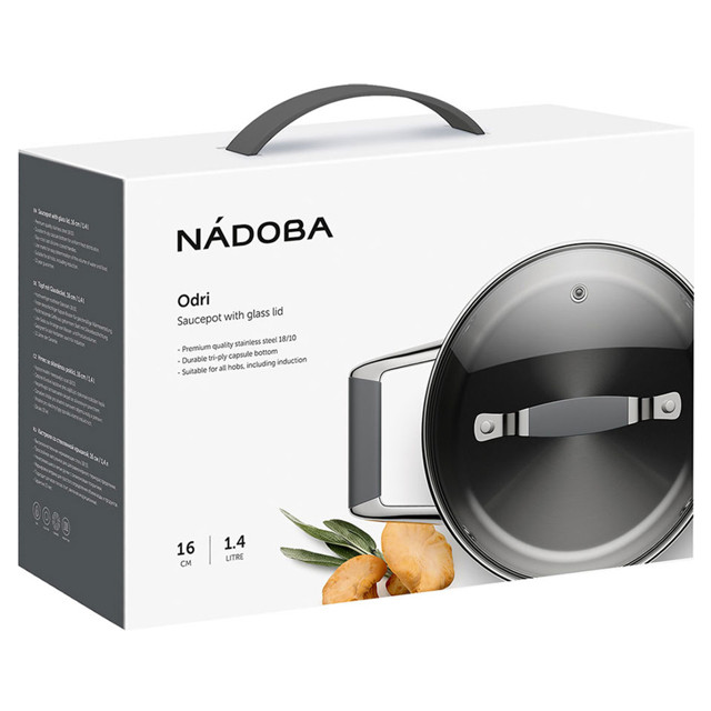кастрюля NADOBA Odri 1,4л 16см нерж.сталь стеклянная крышка индукция