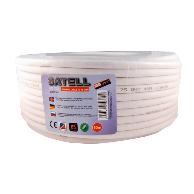 кабель коаксиальный ТВ GODIGITAL SAT-703 0,9 CU/CCA/CCA48 75 Ом white