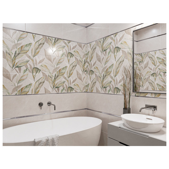 плитка настенная AZORI Ebri foliage 1 31,5х63 зелено-серый