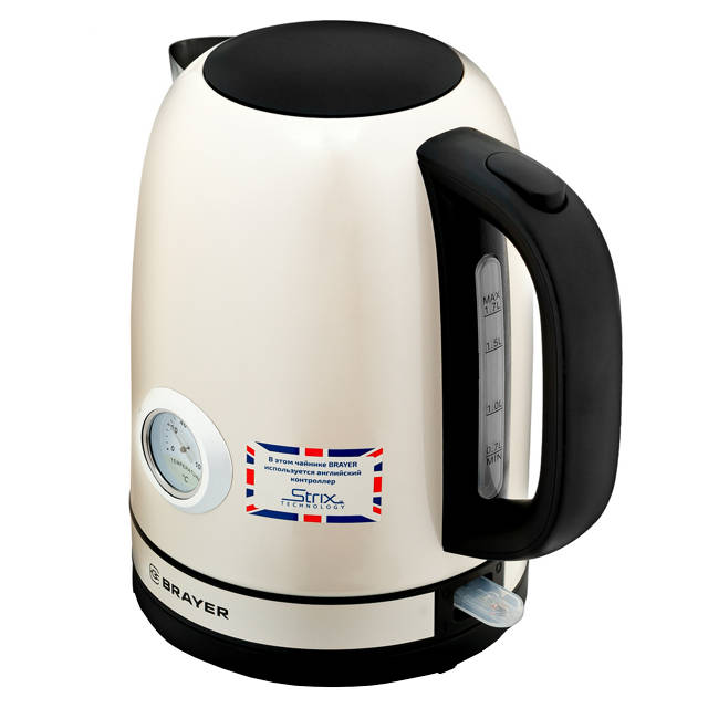 чайник BRAYER BR1005YE 2200Вт 1,7л металл кремов.