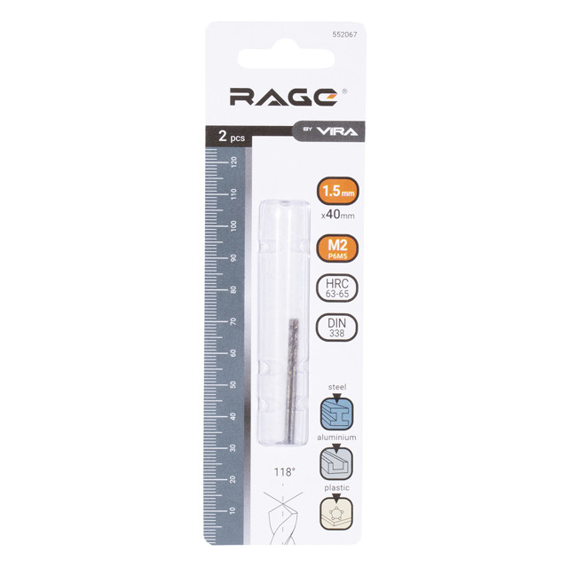 сверло по металлу RAGE by VIRA 1,5мм 2шт