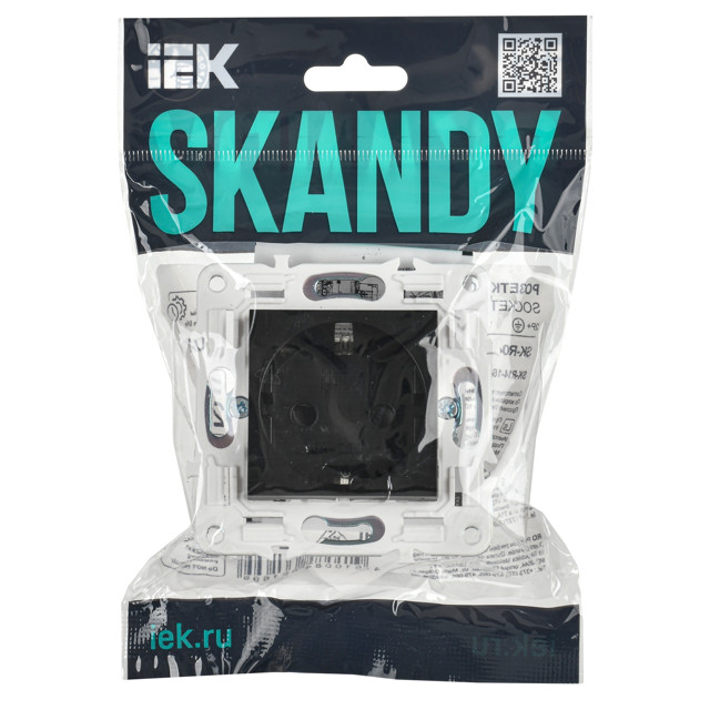 розетка 1 пост IEK Skandy с/з/ с/ш 16А черный