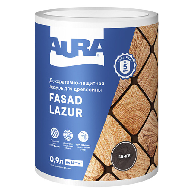 средство деревозащитное Aura Fasad Lazur венге 0,9л, арт.AWW003