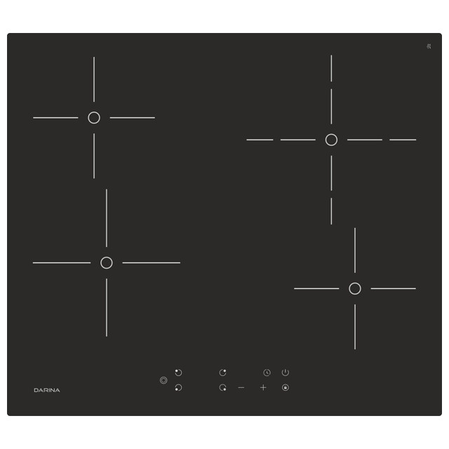 поверхность электрическая DARINA PL E326 B 4 конфорки стеклокерамика