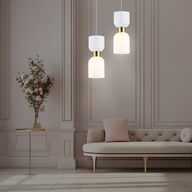 светильник подвесной AMBRELLA High Light E14 60Вт латунь/белый матовый