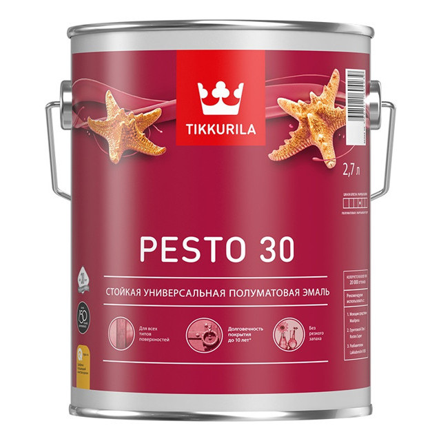 эмаль алкидная TIKKURILA Pesto 30 база С 2,7л бесцветная, арт.700001174