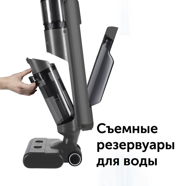пылесос вертикальный беспроводной RED SOLUTION W3500 400Вт сухая влажная уборка серый