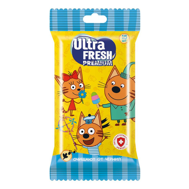 салфетки влажные ULTRAFRESH Premium Три Кота 15шт