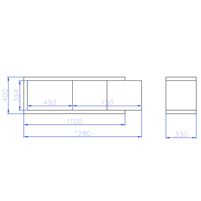 тумба Flash 1280x400x330мм черный тамбурат