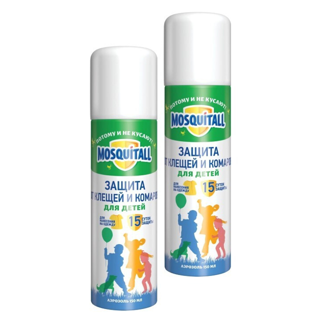аэрозоль MOSQUITALL Нежная защита для детей от клещей, 150 мл