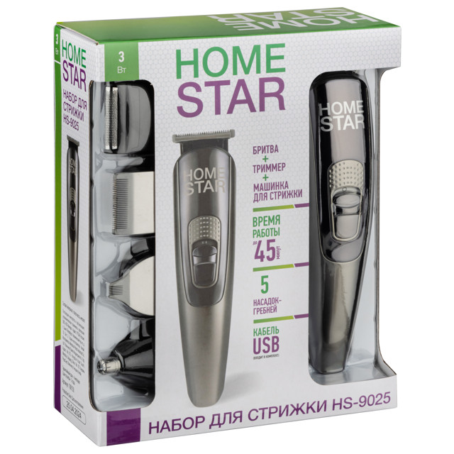 машинка для стрижки HOMESTAR HS-9025 3-12мм 9 насадок сеть/аккумулятор
