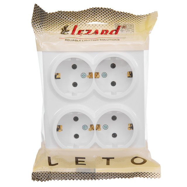 розетка 4 поста LEZARD Leto ПБТ с/з белый