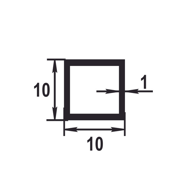 труба алюминиевая квадратная бронза 10х10х1х1000мм