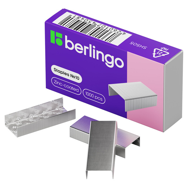 скобы для степлера BERLINGO 10  1000шт оцинкованные