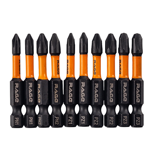 набор бит RAGE by VIRA TORX PH1 PH2 PZ1 PZ2 PZ3 50мм 10шт