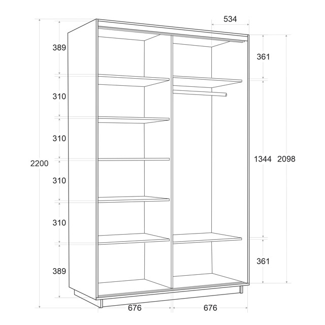 корпус шкафа-купе Экспресс 1400х2200х600мм Венге/ЛДСП