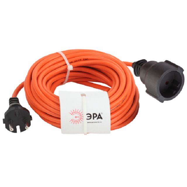 удлинитель ЭРА 20м 1-местный б/з 6А IP44 2х0,75мм ПВС оранжевый