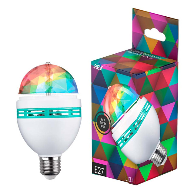 лампа ночник светодиодная REV DISCO RGB 3Вт E27 груша