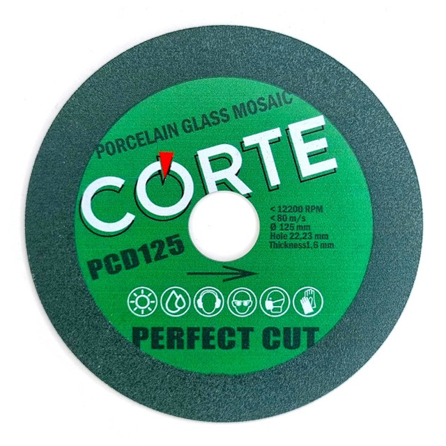 диск алмазный CORTE PCD125 по стеклу и керамограниту 125х1,6х22,2мм сплошной
