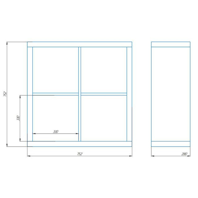 стеллаж DELIO 752x752x280мм черный тамбурат