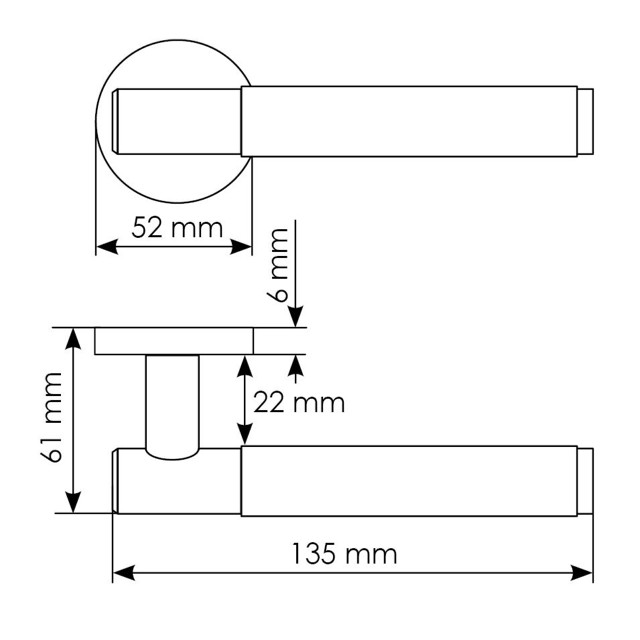 ручка дверная MORELLI MH-57-R6T SC матовый сатинированный хром