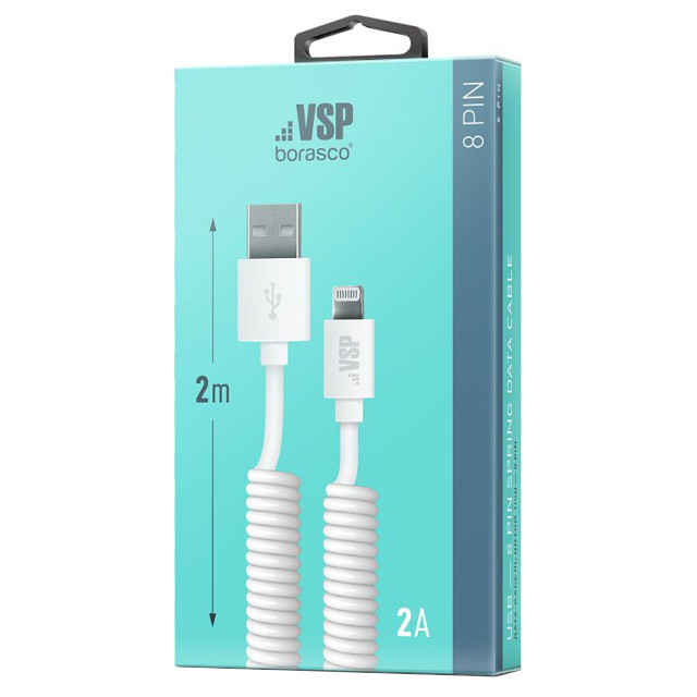 кабель USB-Lightning 8-pin 2А BORASCO 2м витой белый