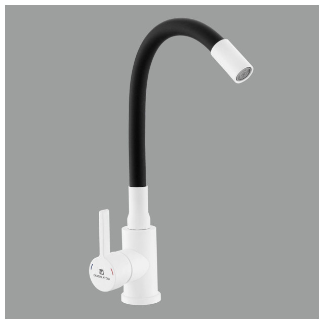 смеситель для кухни GOTA ROCIO Black&White силиконовый нержавейка бело-черный