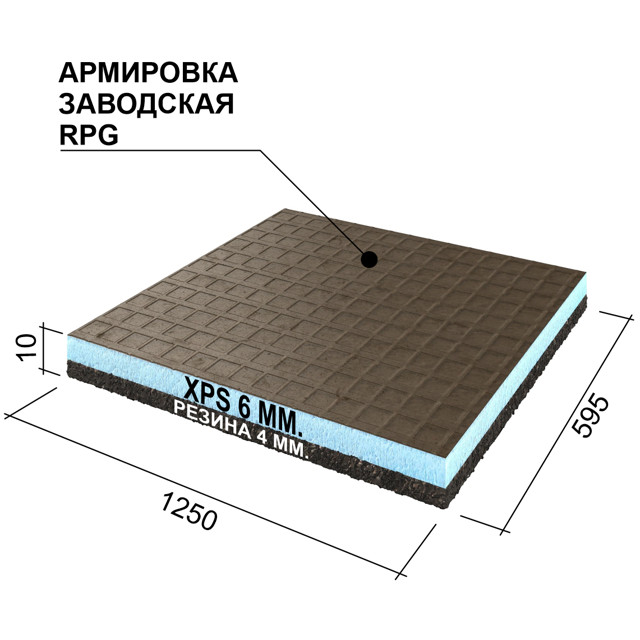 панель звукоизоляционная Ruspanel RPG Антистук 1250х600х10 мм с односторонней армировкой