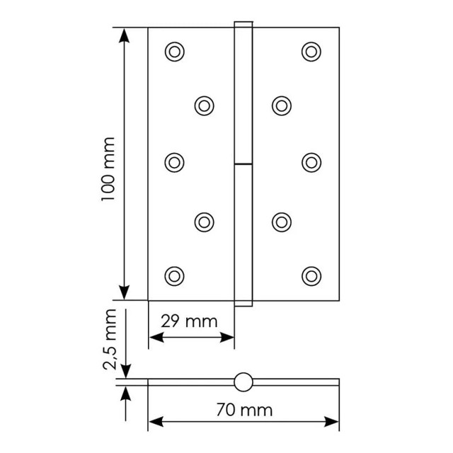 петля разъемная MORELLI 100x70x2,5мм R никель