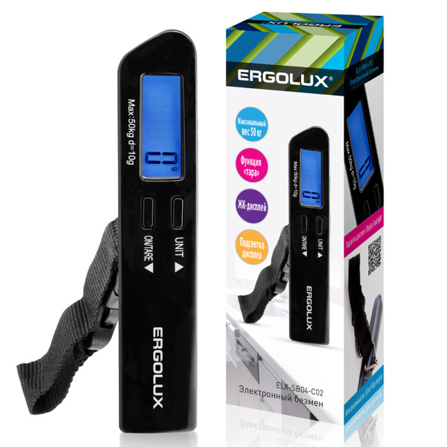 безмен ERGOLUX ELX-SB04-C02 до 50кг электронный черный