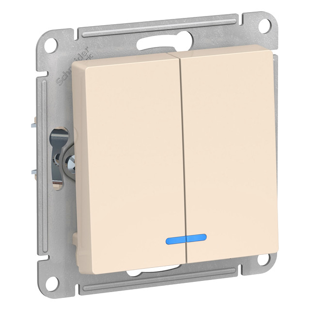 выключатель 2-клавишный SCHNEIDER ELECTRIC Atlas Design 10А с/и бежевый