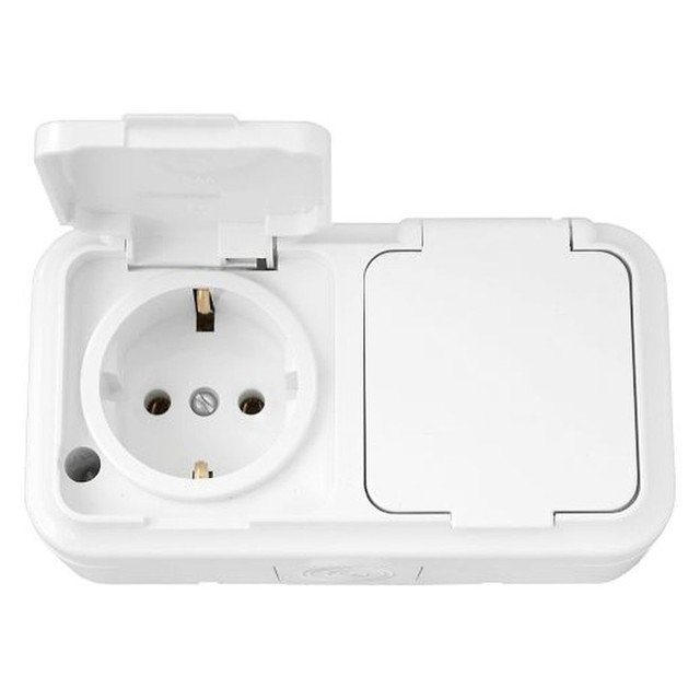 розетка 2 поста BYLECTRICA IP44 16F с з/з белый