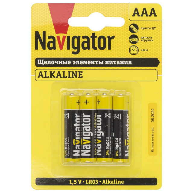 батарейка NAVIGATOR ААА алкалиновая 4шт